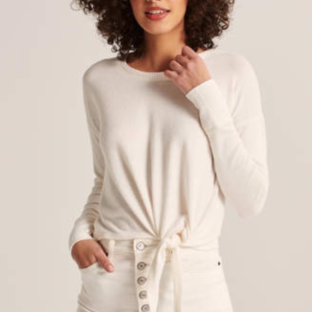 [A&F] Long-Sleeve Cozy Side-Tie Top